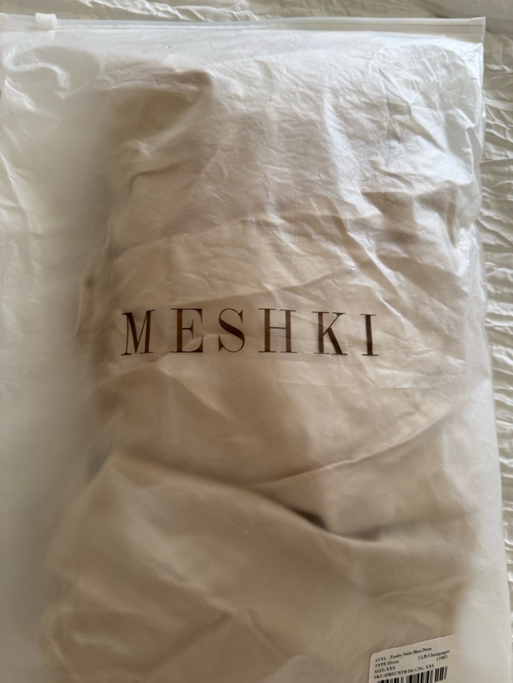 NWT Meshki Ensley Satin Maxi Dress Champagne - Picture 4 of 9